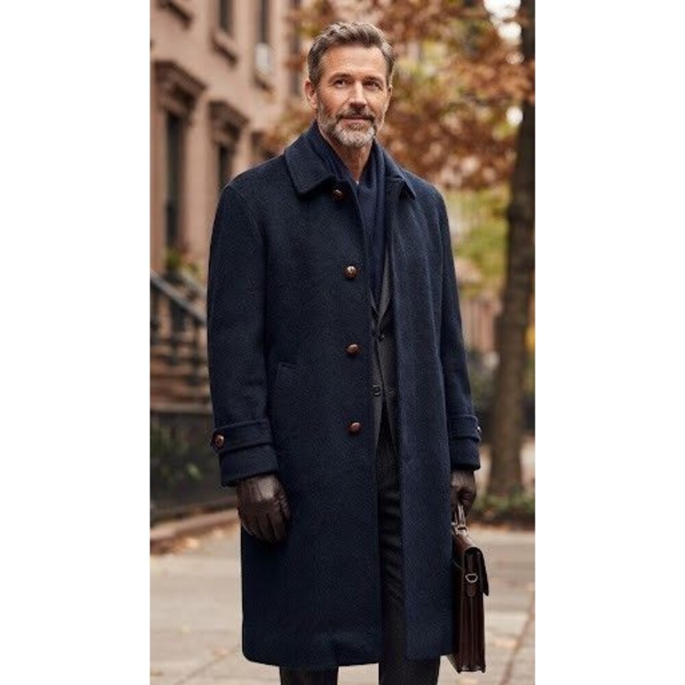 Vtg Principe By Marzotto Mens Wool Alpaca Overcoat 52 Navy Blue